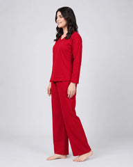 Women V Neck Lounge Wear - Red