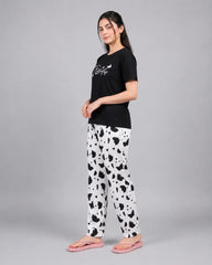 Black Butterfly Print pajama Set