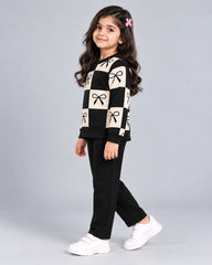 Check Bow Kids Winter Set - Black