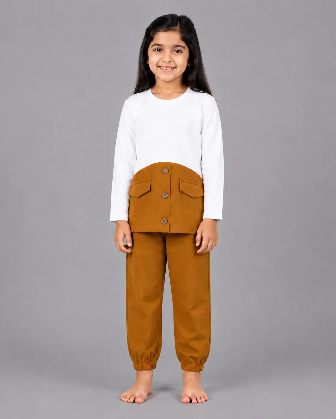 Little Luxe Pocket Pajama Set - Camel
