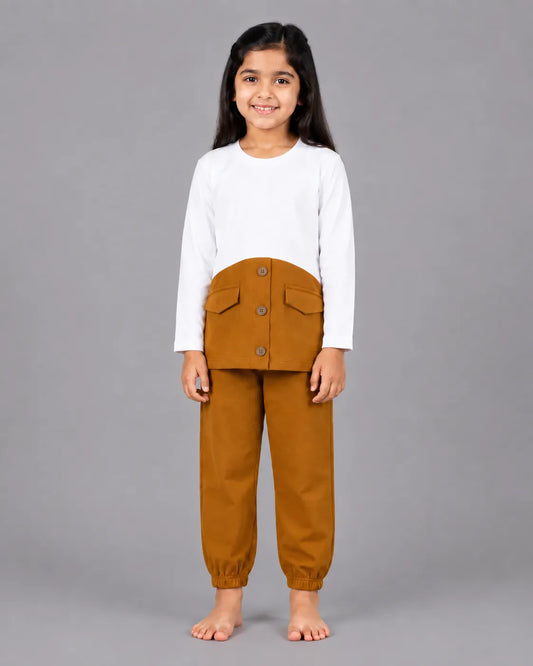 Little Luxe Pocket Pajama Set - Camel