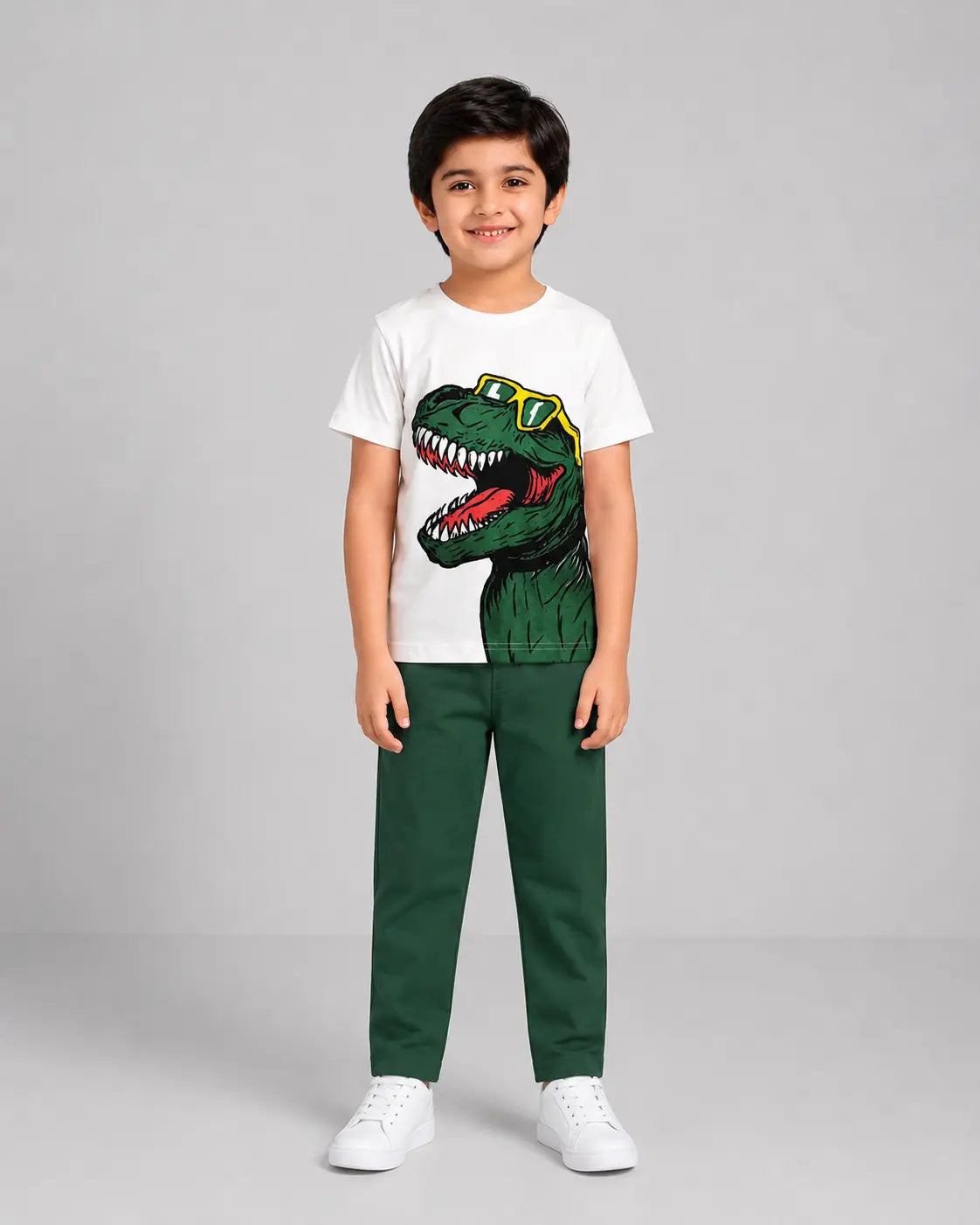 Cool Dino Pajama Set - Dark Green