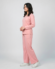 Women V Neck Lounge Wear - Baby Pink