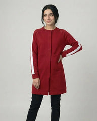 Maroon Western Stripe Long Sleeve Cardigan