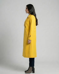 Women’s Mustard Yellow Long Fleece Winter Coat