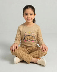Sleepy Cat Pajama Set - Camel