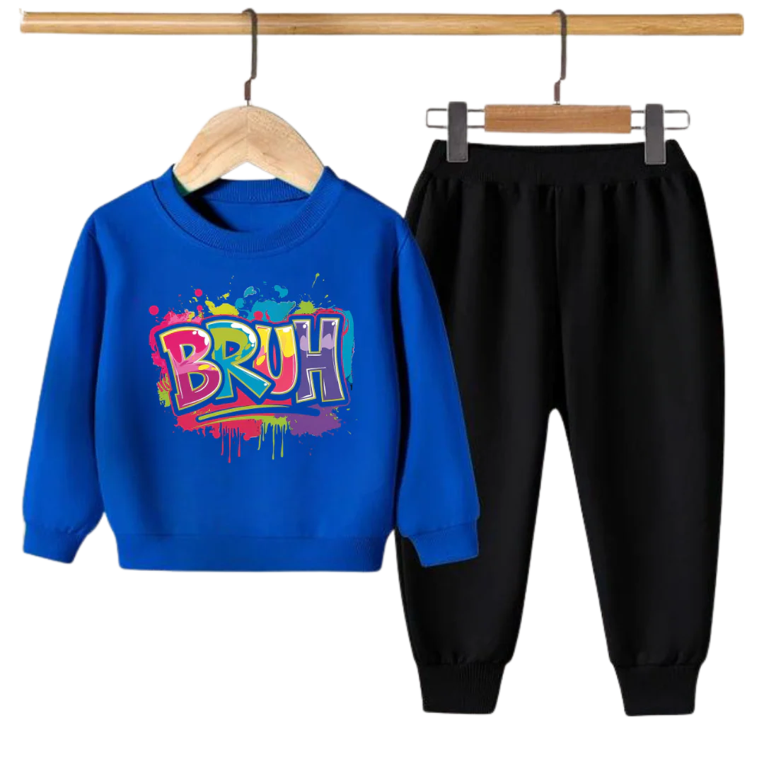 Kids Winter Sweat Shirt Set | Color Splash Bruh Printed