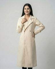 Women’s Beige Long Fleece Winter Coat