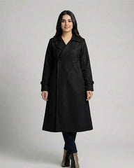 Women’s Black Long Fleece Winter Coat