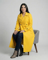 Women’s Mustard Yellow Long Fleece Winter Coat
