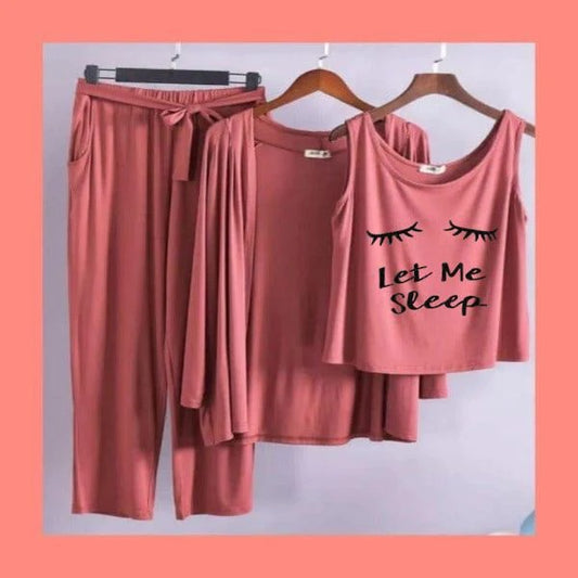Women 3 Pieces Night Suit - Let Me Sleep