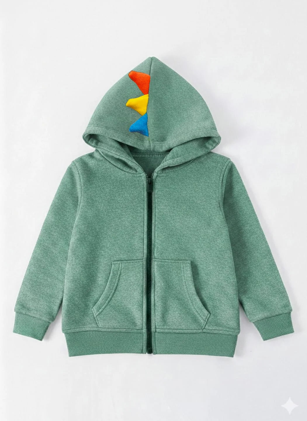 Kids Dino Spike Fleece Hoodie Jacket – Mint Green