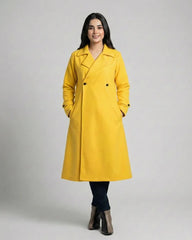 Women’s Mustard Yellow Long Fleece Winter Coat