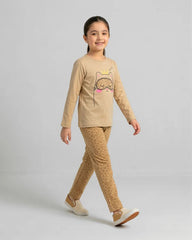 Sleepy Cat Pajama Set - Camel