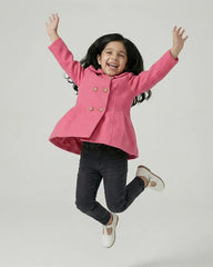 Girls Bright Pink Pea Coat