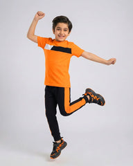 Trendy Kids Orange Block T-Shirt & Pant Set