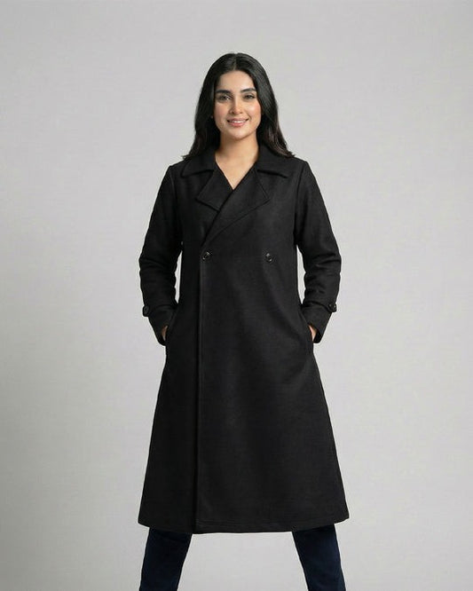Women’s Black Long Fleece Winter Coat