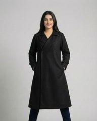 Women’s Black Long Fleece Winter Coat