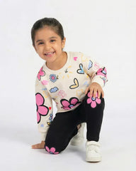 Happy Flowers Winter Fleece Set for Girls