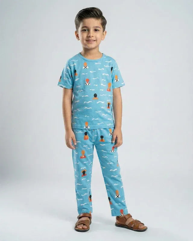 Kids Summer Pajama Set - Blue Ocean Breeze