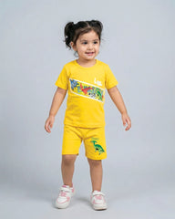 Little Dino Boys Yellow T-Shirt & Shorts Set