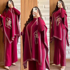 Winter 3 Piece Cape Shawl For Women | Fushcia