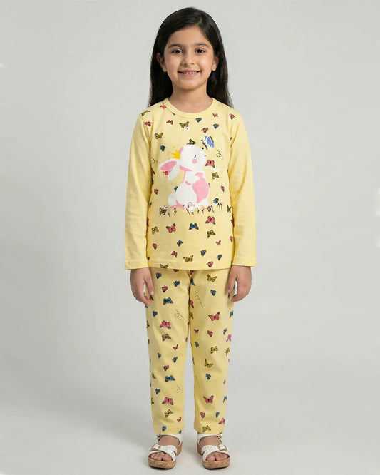 Yellow Butterfly Kids Pajama Set