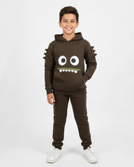 Kids Brown Monster Fleece Hoodie & Jogger Set