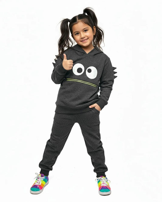 Kids Googly-Eyes Monster Fleece Hoodie & Jogger Set