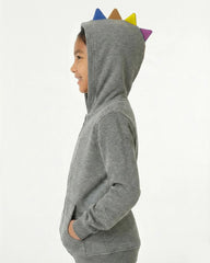 Kids Grey Fleece Hoodie & Jogger Set with Dino Spike Hood