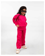 Girls Luxe Fleece Winter Co-Ord Set – Hot Pink