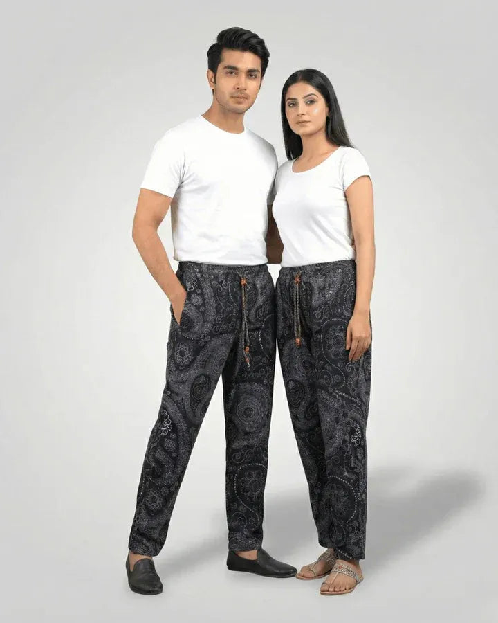 Paisley Print Elastic Waist Trousers – Casual & Lounge Wear