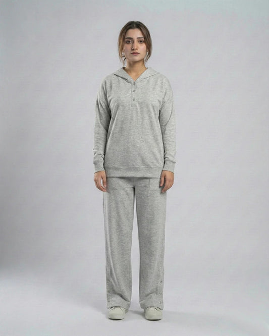 Winter Button Bottom Tracksuit | SILVER