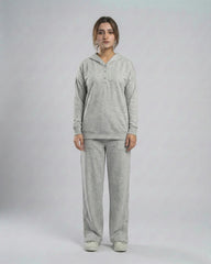 Winter Button Bottom Tracksuit | SILVER