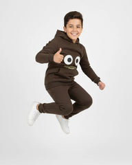 Kids Brown Monster Fleece Hoodie & Jogger Set