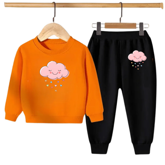 Kids Winter Sweat Shirt Set | Pink Cloud Printed