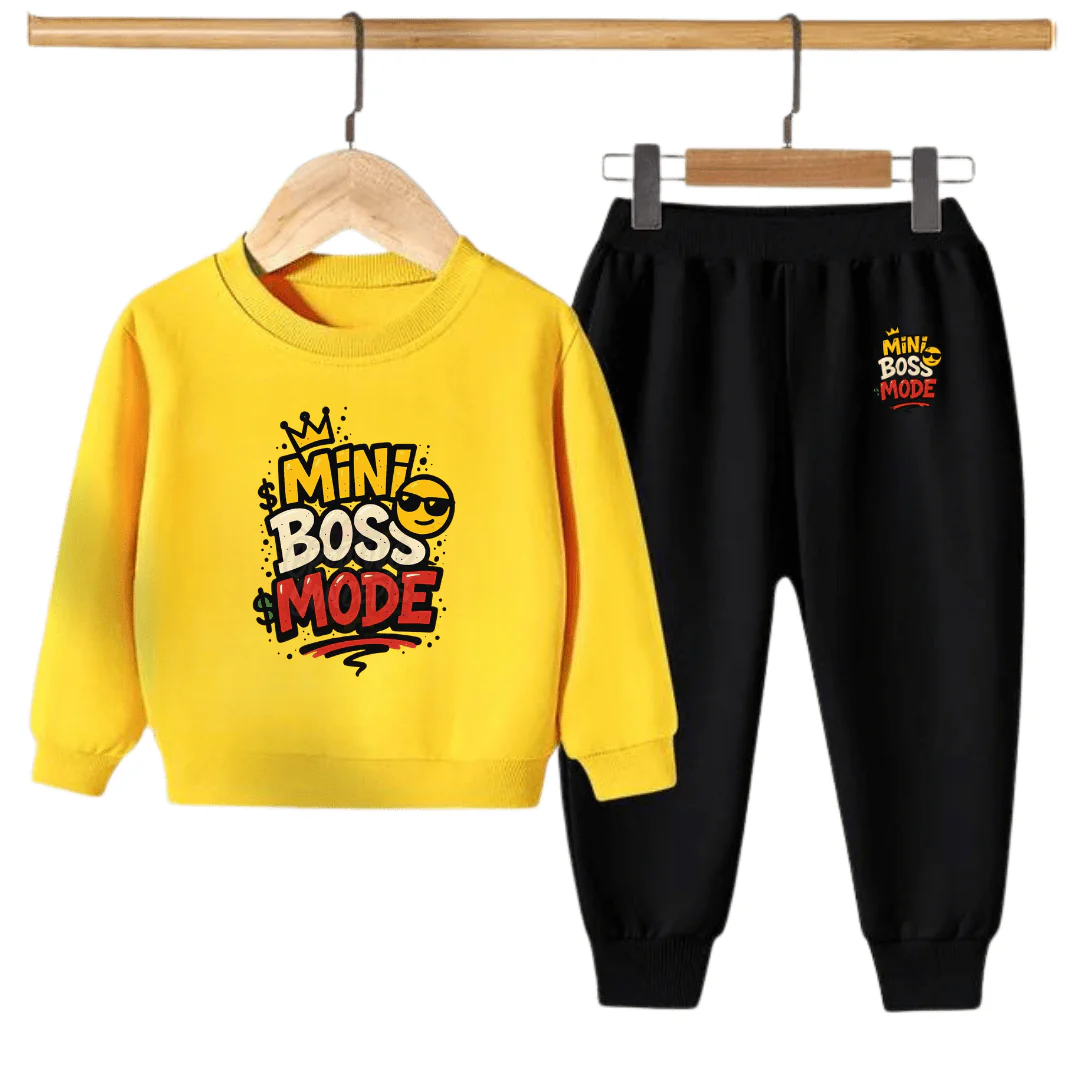 Kids Winter Sweat Shirt Set | Mini Boss Printed