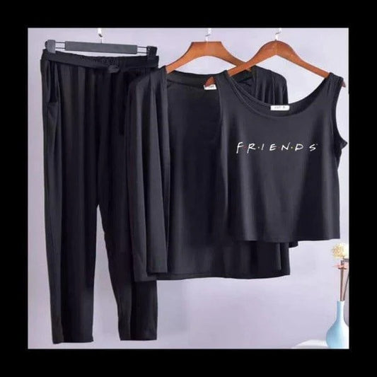Women 3 Pieces Night Suit - Friends