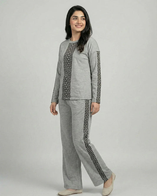 Urban Luxe Greek Co-Ord Set for Women | Grey
