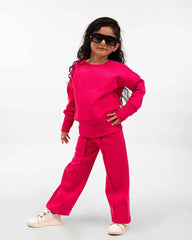 Girls Luxe Fleece Winter Co-Ord Set – Hot Pink