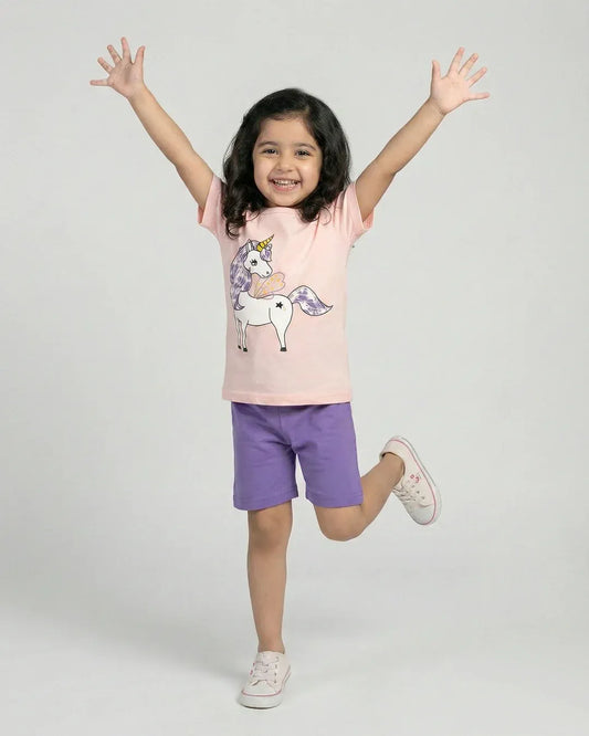 Pink Purple Unicorn Short Set