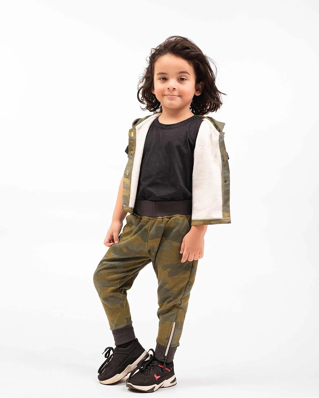Kids Camo Co-Ord Set – Sleeveless Hoodie & Jogger Pants
