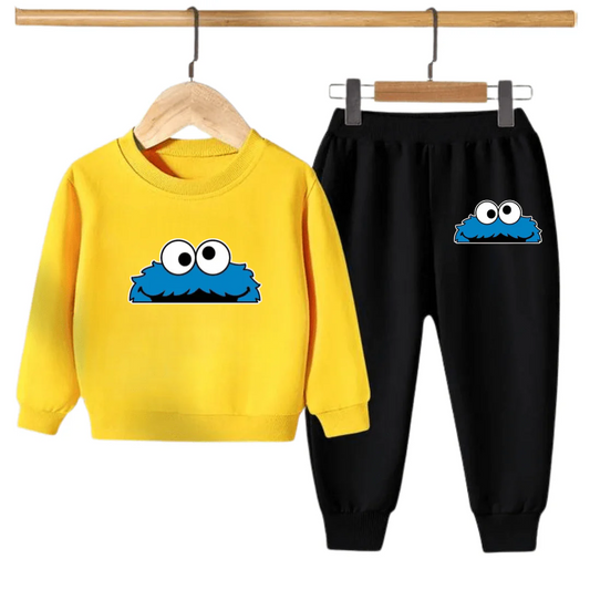 Kids Winter Sweat Shirt Set | Blue Monster Printed