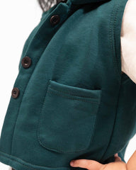 Kids Trendy Hoodie Vest | Forest Green