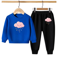 Kids Winter Sweat Shirt Set | Pink Cloud Printed