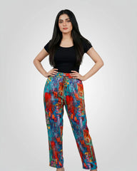 Ethnic Pattern Straight Leg Pants