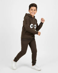 Kids Brown Monster Fleece Hoodie & Jogger Set