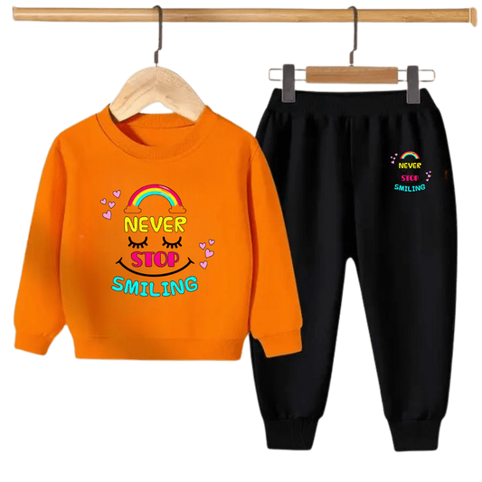 Kids Winter Sweat Shirt Set | Never Stop Smiling Printed