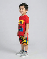 Make Today Great Red T-Shirt & Printed Shorts Set