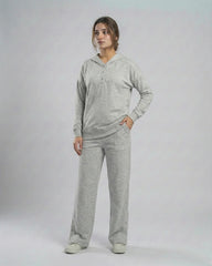 Winter Button Bottom Tracksuit | SILVER